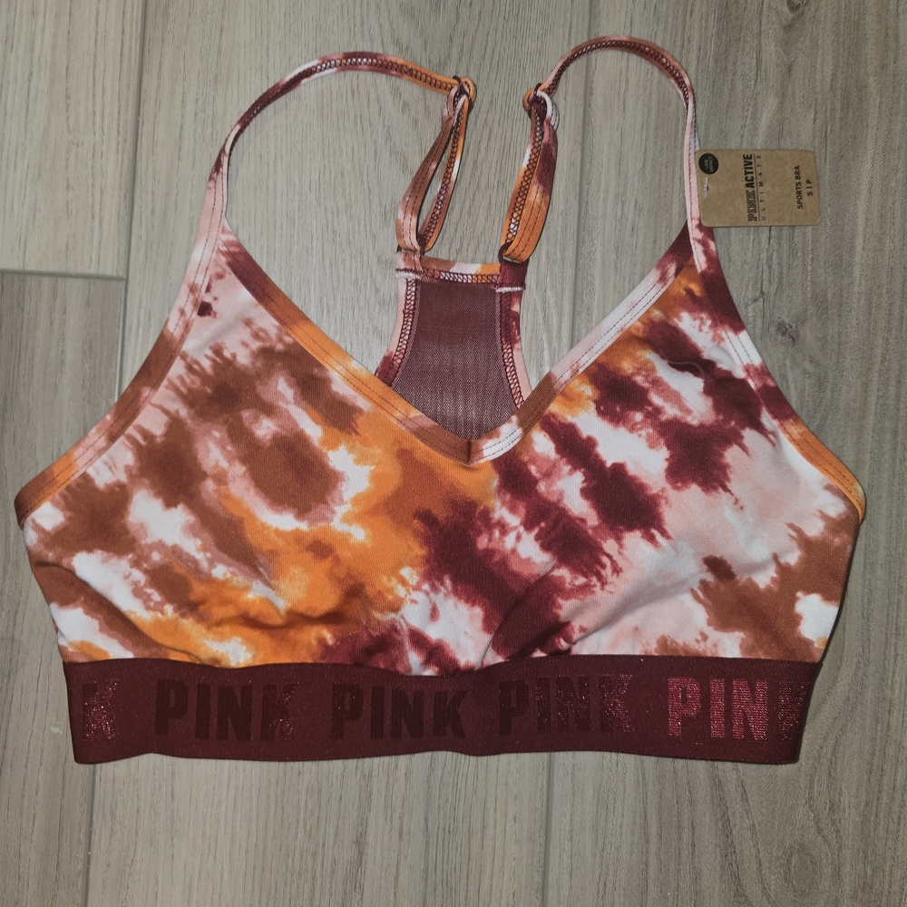PINK Victoria's Secret Orange and Red Sports Bra